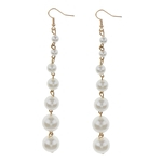 Ficha técnica e caractérísticas do produto Mulheres Da Moda Pérola Beads Dangle Drop Long Ear Studs Earrings Jewelry Gold