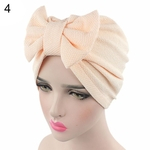 Ficha técnica e caractérísticas do produto Mulheres Elastic Turban Cancer Chemo Cap Bowknot Plissado Headwrap Cabelo Hjab Hat