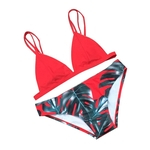 Ficha técnica e caractérísticas do produto Mulheres Lady Sexy Bikini Set Folha Pattern Swimsuit 2 Piece Swimwear Bikini Beach Wear Set