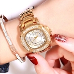 Ficha técnica e caractérísticas do produto Mulheres Luxo Analog Watch impermeável com pulseira de aço inoxidável para Escritório ocasional Relógio de pulso