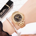Ficha técnica e caractérísticas do produto Assista Mulheres Luxo Analog Watch impermeável com pulseira de aço inoxidável para Escritório ocasional