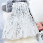 Ficha técnica e caractérísticas do produto Mulheres Moda cintura alta Printing Floral Chiffon Tulle Skirt Gostar