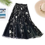 Ficha técnica e caractérísticas do produto Mulheres Moda cintura alta Printing Floral Chiffon Tulle Skirt