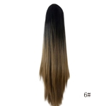 Ficha técnica e caractérísticas do produto Mulheres Moda garra grampo cabelo longo e reto Rabo extens?es peruca peruca E