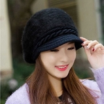 Ficha técnica e caractérísticas do produto Mulheres Moda imitação Quente Coelho Knitting cabelo chapéu para o inverno desgaste chapéu
