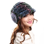 Ficha técnica e caractérísticas do produto LAR Mulheres Moda Rex Hat Coelho cabelo com listra Projeto Cap Quente bonito Thicken Ladies Inverno