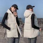 Ficha técnica e caractérísticas do produto Mulheres Quente Hoodie Vest cor sólida Senhora Colete Outono Inverno Jacket Brasão com bolsos