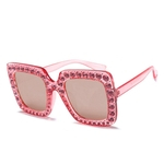 Ficha técnica e caractérísticas do produto Mulheres Rhinestone Gliter extragrandes Praça Sunglasses Moda Shades Óculos AU