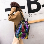 Ficha técnica e caractérísticas do produto Mulheres Sequin Hit ombro Viagem Escola cores Mochila Student Satchel Bag