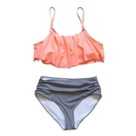 Ficha técnica e caractérísticas do produto Mulheres Sexy Bikini Swimsuit Set bonito Ruffle Bra + Triangle Shorts Swimwear desgaste da praia Gostar