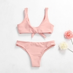 Ficha técnica e caractérísticas do produto Mulheres Sexy cor sólida bowknot Bikini Swimsuit Set