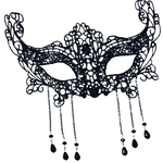 Ficha técnica e caractérísticas do produto Mulheres Strass Borlas Preto Escavar Rendas Mascarada Máscara Bola De Halloween