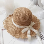 Ficha técnica e caractérísticas do produto Mulheres Verão Chapéu de Palha Mão Crocheted bowknot Folding Praia Hat chapéu de palha