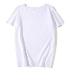 Ficha técnica e caractérísticas do produto MSHOP Mulheres Verão Cotton T-shirt da cor de manga curta sólida Casual Tops gola redonda