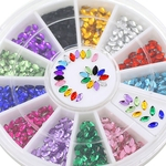 Ficha técnica e caractérísticas do produto Multicolor Oval 3D Glitters Studs DIY Decoração Nail Art Tips Stickers Wheel