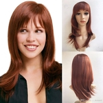 Ficha técnica e caractérísticas do produto Naturel elegante peruca Mostrar Wine Red Hair Moda Sexy Synthetic Liso Longo completa Mulheres Perucas