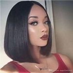 Ficha técnica e caractérísticas do produto African black women's wigs bobo straight synthetic wigs women's hair wigs hairpieces middle part hair wig
