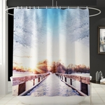 Ficha técnica e caractérísticas do produto Neve padrão impresso cortina de chuveiro tapete tampa do vaso tampa Mat Bath Mat Set cortinas de banheiro com 12 Hooks