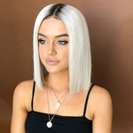 New Fashion 12" Short Bob Lady Cosplay Wig Synthetic Full Wig For Women with Bangs Straight Hair Products Omber Fashion Party Wigs