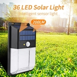 Ficha técnica e caractérísticas do produto New Solar exterior inteligente indu??o lampada Lampada de parede 36LED Waterproof