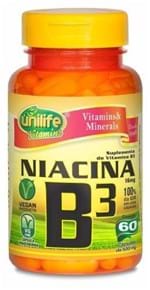 Ficha técnica e caractérísticas do produto Niacina Vitamina B3 Unilife 60 Cápsulas 500Mg
