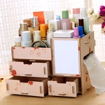 Ficha técnica e caractérísticas do produto Niceday Maquiagem Caixa de armazenamento Cosmetic DIY desktop creativo Diversos Caixa de armazenamento de madeira