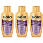 Niely Gold Liso Prolongado Shampoo 300ml - Kit com 03