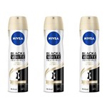 Ficha técnica e caractérísticas do produto Nivea Black & White Desodorante Aerosol Toque de Seda Feminino 150ml (kit C/03)