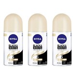 Ficha técnica e caractérísticas do produto Nivea Black & White Desodorante Rollon Toque de Seda Feminino 50ml (kit C/03)