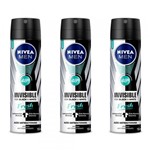 Ficha técnica e caractérísticas do produto Nivea For Men Black White Fresh Desodorante Aerosol 150ml (Kit C/03)