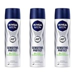 Ficha técnica e caractérísticas do produto Nivea For Men Sensitive Protect Desodorante Aerosol 150ml - Kit com 03