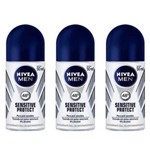 Nivea For Men Sensitive Protect Desodorante Rollon 50ml (kit C/03)