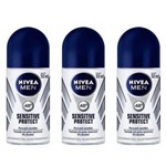 Ficha técnica e caractérísticas do produto Nivea For Men Sensitive Protect Desodorante Rollon 50ml (kit C/03)