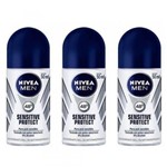 Ficha técnica e caractérísticas do produto Nivea For Men Sensitive Protect Desodorante Rollon 50ml (Kit C/03)