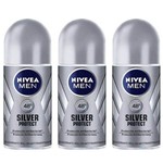 Nivea For Men Silver Protect Desodorante Rollon 50ml (kit C/03)
