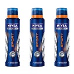Ficha técnica e caractérísticas do produto Nivea For Men Sport Desodorante Aerosol 150ml (Kit C/03)