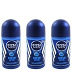 Ficha técnica e caractérísticas do produto Nivea Fresh Active Desodorante Rollon Masculino 50ml - Kit com 03