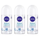 Ficha técnica e caractérísticas do produto Nivea Fresh Natural Desodorante Rollon 50ml - Kit com 03