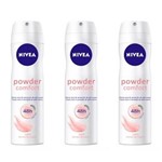 Ficha técnica e caractérísticas do produto Nivea Powder Confort 48h Desodorante Aerosol 150ml - Kit com 03