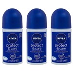 Ficha técnica e caractérísticas do produto Nivea Protect & Care Desodorante Rollon 50ml (Kit C/03)