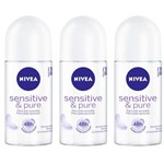 Ficha técnica e caractérísticas do produto Nivea Sensitive Pure Desodorante Rollon Feminino 50ml (kit C/03)