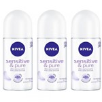 Ficha técnica e caractérísticas do produto Nivea Sensitive Pure Desodorante Rollon Feminino 50ml (Kit C/03)