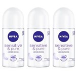 Ficha técnica e caractérísticas do produto Nivea Sensitive Pure Desodorante Rollon Feminino 50ml - Kit com 03