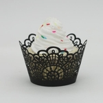 Ficha técnica e caractérísticas do produto Novo! Lace Laser Cut Cupcake Wrapper forro Baking Cup Muffin BK