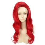 Free shipping Long Wavy Red Burgundy Color Heat Resistant Synthetic Cosplay Wig For Women With Big Swap Bangs