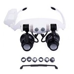 Ficha técnica e caractérísticas do produto Oculos Lupa de Cabeça com 2 Leds e Kit de Lentes Ate 25x Branca para Leitura Estetica Dentista Medic