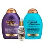 Ficha técnica e caractérísticas do produto OGX Argan Oil, Coconut Milk e Biotin & Colagen Kit - Shampoo + Condicionador + Sérum Kit