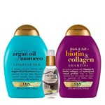 Ficha técnica e caractérísticas do produto OGX Argan Oil, Coconut Milk e Biotin Colagen Kit - Shampoo + Condicionador + Sérum