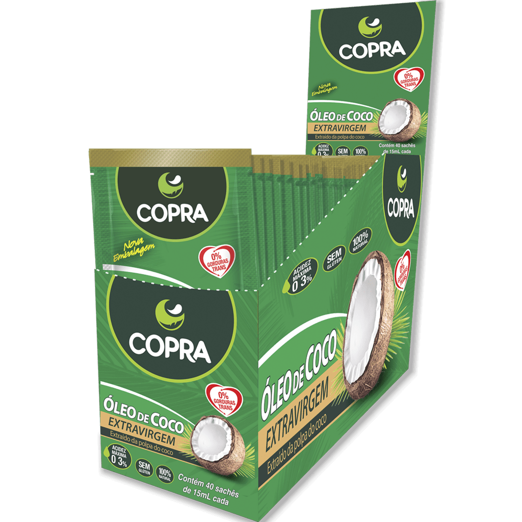 Ficha técnica e caractérísticas do produto Oleo de Coco Extra-Virgem 40 Saches 15Ml Copra