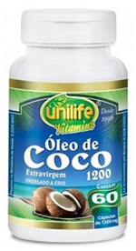 Ficha técnica e caractérísticas do produto Óleo de Coco Extra Virgem Unilife 60 Cápsulas 1200mg